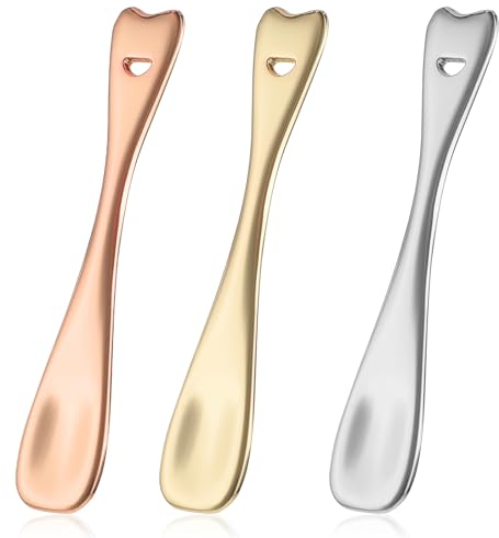 Sibba Lot de 3 Spatules pour le Visage Applicateur Masque À Lèvres Petites Cuillères À Maquillage pour le Visage Mini Cuillère Multi-soins de la Peau Lotion Crème Bâtonnet Petite Cuillère