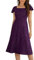Berylove Robe de Cocktail Femme - Col Carré, Festive, Longue à Paillettes - Soirée, Bal Avec Manches - Invité de Mariage, Violet, L