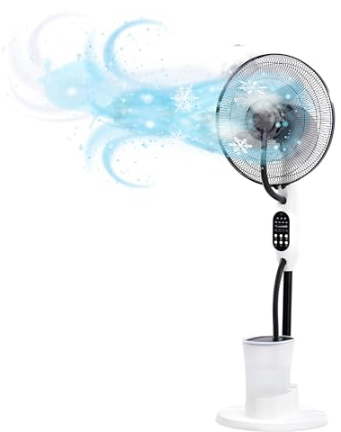 O'FRESH Ventilateur brumisateur d’intérieur silencieux 125cm avec position nuit - Rafraichit instantanément la pièce - La brumisation apporte une fraicheur suplémentaire