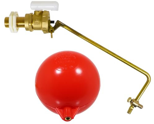 SPARES2GO 1/2 Part 2 Valve Low Pressure Side Entry Toilet Cistern Ballcock + 4 1/2 Ball Float Kit