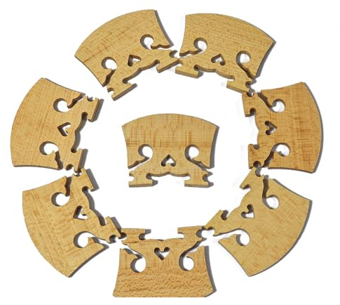 Yinfente 10 Pcs Baroque Style Violin Bridge 4/4 Full Size,Maple Solid Wood Finer Grade Hand-Carved Violin Parts Replacement (Style-B)