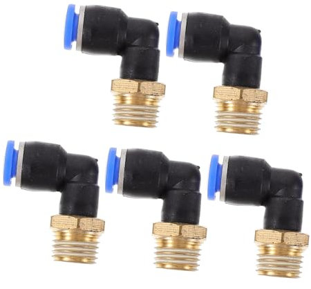 SOLUSTRE 5pezzi Raccordo Per Tubo d Aria Innesto Rapido Da Filettatura Esterna e Esterno Del Tubo Da Compatibile Sistemi Pneumatici in Rame e Abs