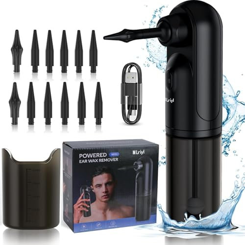 Ear Wax Removal Kit MLriyl Electric Auditory Cleaner with 4 Modes Water Powered Irrigation System 12 Reusable Tips Earwax Remover Tool USB Rechargeable Safe Hygiene Machine