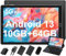 SUAAT 2025 Nouvelle Tablette 10 Pouces Android 13 avec 10GB RAM 64GB ROM (TF 1TB), WiFi (5G+2.4G), Bluetooth 5.0, Type-C, 6000 mAh, 8MP+5MP, avec étui, Clavier, Souris,Noir