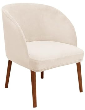 WWQQKJ Velluto Coprisedia Elasticizzati Rotondi Schienale con Braccioli 2/4/6 Pezzi Fodera per Sedia da Pranzo Poltroncina Scandinava Cucina Copertura Sedie Sala Pranzo(Beige Beige,6PCS)