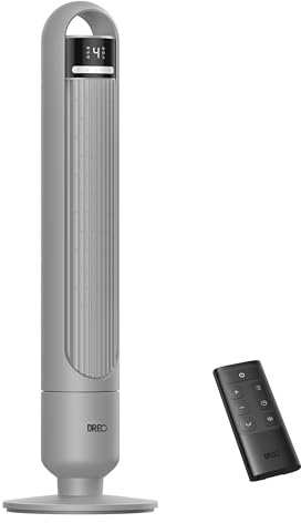 Dreo - Ventilador de torre para recámara, 4 velocidades, 3 modos de ventilador de pie para habitación con oscilación de 90° de ancho, 28dB silencioso para dormir, velocidad de 7.6 m/s, cobertura de