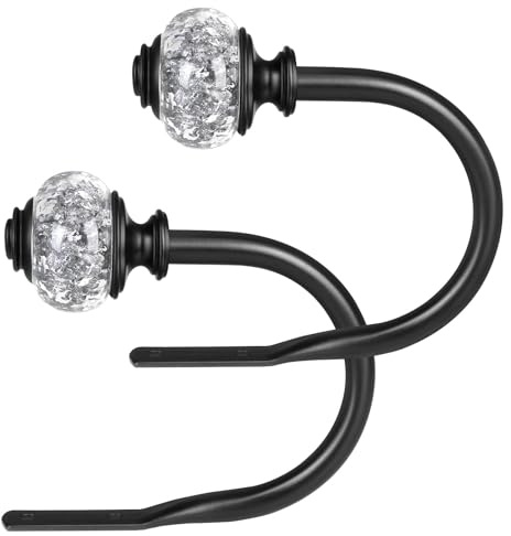 USFOOK 2 Pack Black Curtain Holdbacks, Metal Curtain Tie Backs Hook (2 Pack/1 Pair), U-Shaped Curtain Tieback for Wall and Drapes, Curtain Hooks Holders For Hanging Curtains Other Items