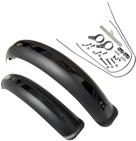 XRXEA 20 x 4,0 Fahrradschutzbleche, Fatbike-Schutzblechset for Falträder, E-Bikes, Mountainbike(20x4.0 Black)