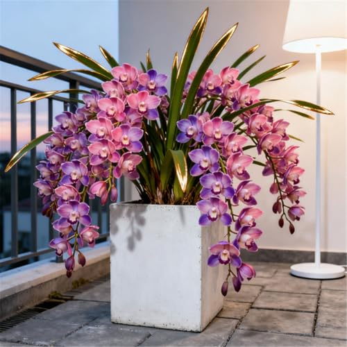 Orchidea Cymbidium dal profumo intenso - Facile da coltivare - Fiorisce sia in casa che all'aperto - Adatta ai principianti-5 PCS-J