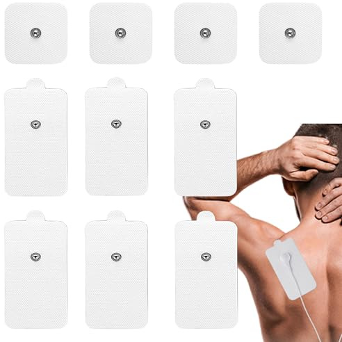 YJFY 10 stycken elektrodkuddar 10 x 5 cm & 5 x 5 cm Tens elektroder pads självhäftande återanvändbara för Tens massageapparater och muskelsmärtlindring för TENS-enheter & EMS-tränare (vit)