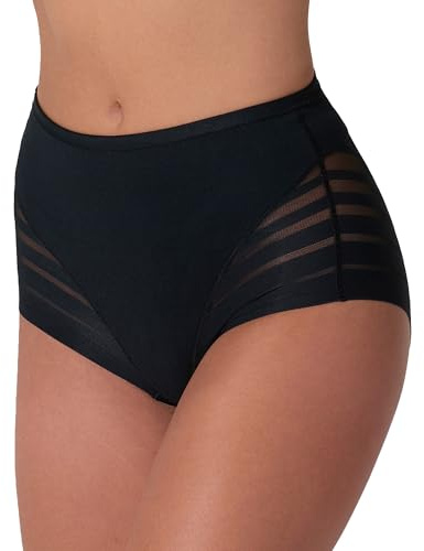 Leonisa Culotte Gainante Classique avec Contrôle du Ventre et Bandes de Tulle - Individuel ou Lot de 2