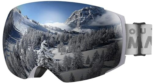 OutdoorMaster Unisex Skibrille PRO Damen Herren mit wechselgläsern, 100% UV-Schutz Schneebrille Skibrille für brillenträger, Anti-Nebel Snowboard Brille Ski Goggles für Jungen und Mädchen