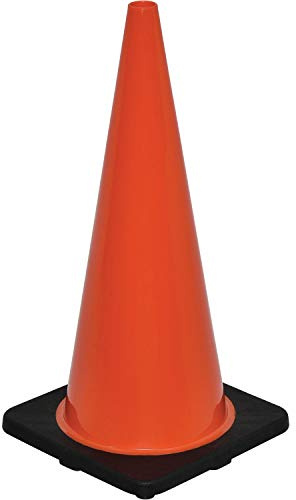 Global Industrial 28 Non-Reflective Traffic Cone, Black Base, 7 lbs
