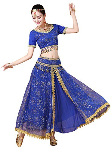 Grouptap Bollywood Lehenga Choli Mujer India Anarkali Saree señoras Fiesta de Bodas diseñador Blusa de Baile Vestido Azul Traje de Lengha (Azul, 152-172 cm, 45-70 kg)