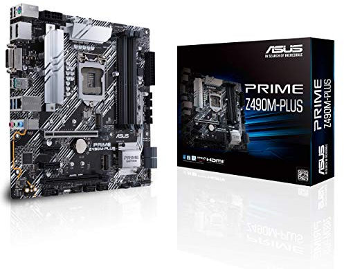 ASUS Prime Z490M-PLUS LGA 1200 (Intel® 10th Gen) Z490 Micro ATX Motherboard (dual M.2, DDR4 4600, 1 Gb Ethernet, USB 3.2 Gen 2 USB Type-A®, Thunderbolt™ 3 support, Aura Sync RGB)