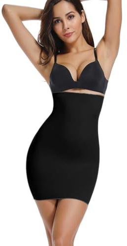 Joyshaper Shaping Half Slips for Women Underskirt Tummy Control Slip Slimming Shapewear Body Shaper Underwear Black,L