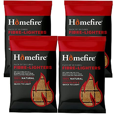 Topline Natural Wood Fibre Firelighters - 112 Odourless Fire Starters Ideal for Wood Burners, Multi-fuel Stoves, Fire Pits, Pizza Ovens, BBQs, Fireplace, and Open Fire. Comes with Topline Card.
