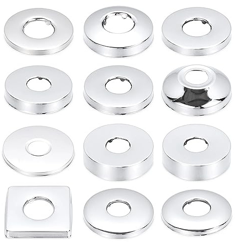 2 stycken Ø 25 mm (3/4 tum) täckrosett rostfritt stål, förkromat rörskydd, kranskydd, rörskydd, väggrosett rostfritt stål, rosetter för duscharmaturer, kranar, element (silver, 80 x 20)