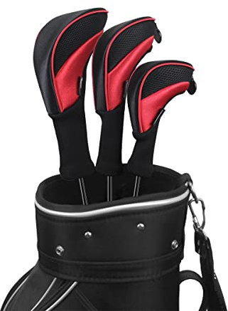Scott Edward 3Pcs Long Neck Mesh Golf Club Headcovers Set Golf Club Head Covers for Driver Fairway Hybrids Woods