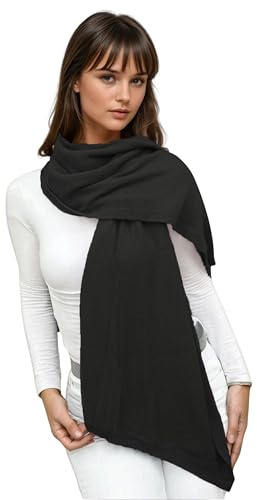 creazioni unique Sciarpa Misto Cashmere Donna Invernale Artigianale MADE IN ITALY - Scialle Coprispalle Donna Elegante in Cachemire, Lana e Viscosa (Nero)