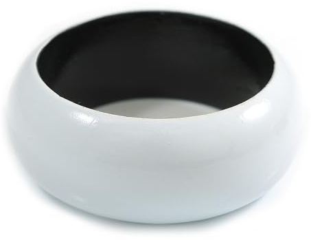 Avalaya Snow White Round Wooden Bangle Bracelet (Natural Irregularities) - M Size