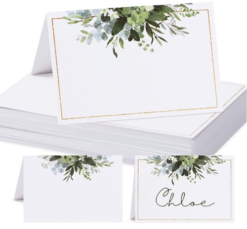 50 Pcs Wedding Place Cards Green Leaves Table Name Seating Cards Placement Tags for Table Setting Place Card Wedding Birthday Christmas Party Decors