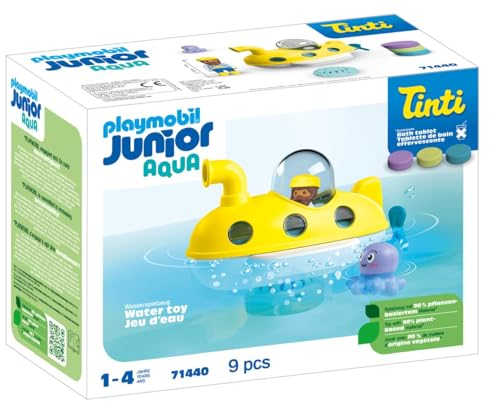 PLAYMOBIL JUNIOR Aqua | Tinti | Buntes U-Boot | nachhaltiges Badewannenspielzeug | Für Kinder ab 1 Jahr | inkl. 3 verschiedenfarbigen Badetabs | 71440