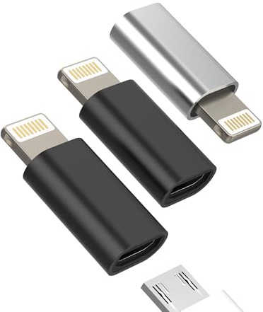 Lightning Charging Adapter (3 stycken) micro USB-mutter till för Apple manlig kontakt omvandlare MFI-certifierad för iPhone 14 Pro Max 7 8 Plus Android laddningskabel uttag omvandlare data sync