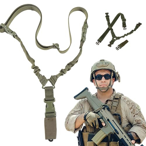 CXAFQ Enkelpunkts Nyckelband, Enkelpunkts Pistolrem, Gevärsrem, Airsoftrem, Taktiskt Pistolbälte Med Axelkuddar, Med Metallkrok, Justerbar, Avtagbar, Släpper Flexibelt
