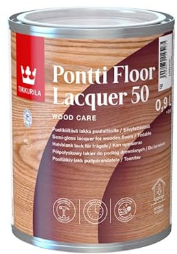 TIKKURILA Pontti Floor Lacquer 50 - Non-Yellowing Semi Gloss Lacquer for Interior Wood Flooring - 10 Litre