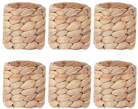 Renchey Servilleteros de Granja, Servilleteros rústicos | 6 Hebillas Tejidas y de Mimbre de Granja | Decoración Artificial de la configuración de la Mesa, Anillos de servilleta de otoño para el