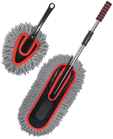 Brosse De Lavage Voiture,Brosse Auto Léger avec Époussette | Double Longueur Réglable sans Rayures - Accessoires Doux pour Entretien Extérieur et Détail Automobile