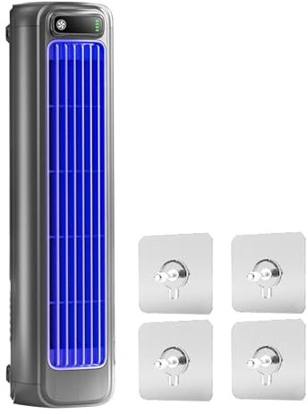 Sherum Rafraichisseur D'air, Climatiseur Portable avec 4* Autocollants Muraux, Silencieux et 3 Vitesses, Ventilateur Climatiseur pour Chambre Bureau Maison, Rechargeable (Gris)