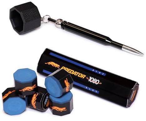 OKKO Octagon Bullet Billiard Pool Cue Chalk Pocket Holder Black + 1 Tube/5 pcs of Predator Chalk