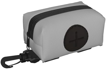 Soporte para bolsas de excremento de perro para correa, suave y ligero con estampado gris, dispensador de rollos, cierre de , accesorios para pasear perros con cremallera y mosquetón