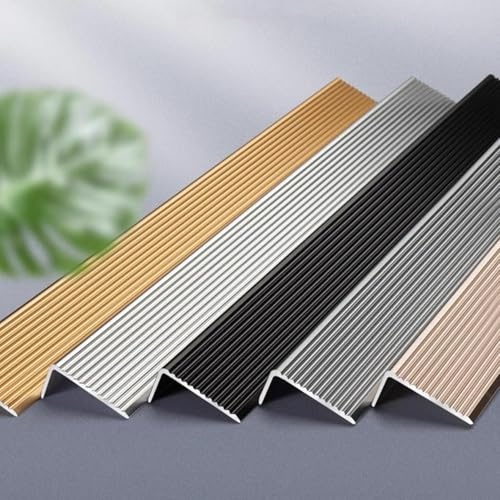 Generisk 3 stycken L-formad hörnskyddsprofil, aluminiumtrappprofil, utomhus-inomhus-trappkantsprofil, utomhus-trädgård-trappkantprofil-grå||50 x 30 mm