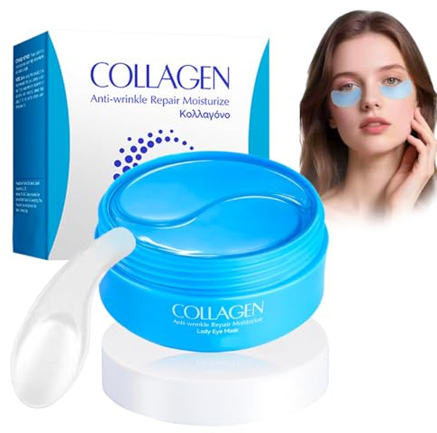 60 Pezzi Patch Occhi al Collagene,Maschera per Occhi All'acido Ialuronico,Per Anti-Rughe Anti-Età ed Idratante Ridurre Borse Occhiaie e Puffiness,Effetto Rinfrescante per Stanchi,Unisex