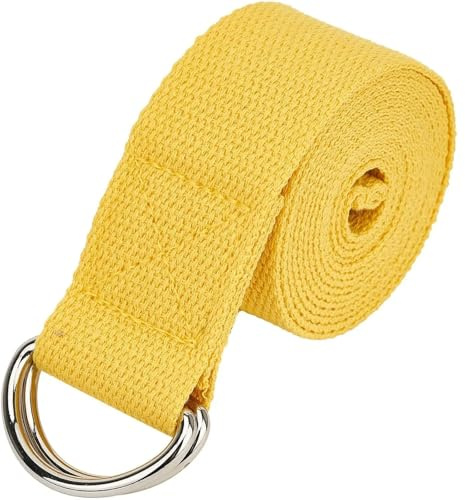 Yogabälte 183 x 3,8 cm mjukt yogabälte med justerbart D-ringspänne, träningsbälte av bomull för daglig pilates stretchbälte för stretchövningar (Color3)