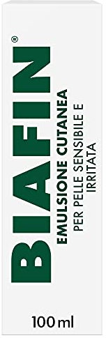 Biafin Emulsione Cutanea Idratante Lenitiva, Crema scottature, irritazioni e sfregamenti, Crema pelle sensibile e irritata, Pomata scottature ideale anche per tatuaggi e problemi cutanei, 100 ml