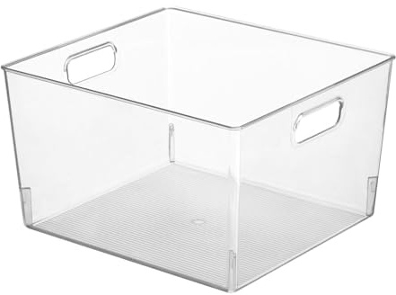 mDesign Large Plastic Storage Organizer Container Bin, Household Organization for Cabinet, Counter, Drawer, Cubby, Cupboard, Holds Clothing, Linens, Toys, Essentials, 8 Pack, Clear