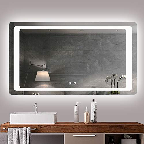 AICA Miroir de Salle de Bain éclairage LED intégré Miroir Cosmétique Mural 120x70cm réversible avec Double Interrupteur/Anti-buée