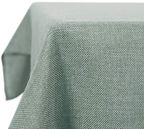 Deconovo Tischdecke Wasserabweisend Leinenoptik Tischwäsche Lotuseffekt 130x280 cm Dunkelgrün