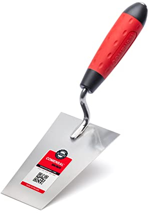 COMENSAL® Truelle de Maçon 140 mm - Truelle à Bout Carré - Truelle Carrée avec Poignée Souple - Truelle avec Lame en Acier - Made in EU