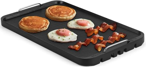 Cusimax Stove Top Griddle, Non-Stick Pancake Griddle, Flat Top Grill for Gas Stove/Charcoal Grills/Smokeless Grills/Outdoor Grill or Campfire, Aluminum, Dishwasher Safe, 14.96 x 8.66