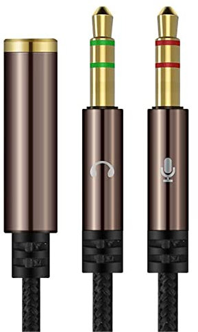 Bestgle 3.5 mm Female Jack to Double Male Jack Adapter Cable for Headphones, Separate Microphone Male to Mic and Audio 3.5 mm Female for PS4, Xbox One, Gaming Headset, PC or Laptop-35 cm