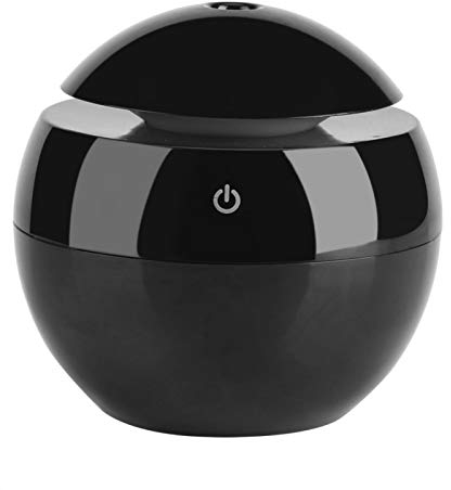 Tiiyee Humidificador Táctil LED, Difusor de Aromaterapia Aroma Grano Madera Ultrasónico Esencial USB difusor Aceite Humidificadores Aire Niebla Fría Purificador Fabricante Niebla(Negro)