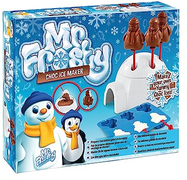 Mr Frosty Choc Ice Maker, Retro Plastic Snowman Shaped Toy Machine for Kids to Make Chocolate-covered Ice Cream Treats at Home