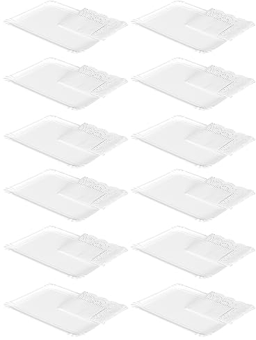 Acan Tradineur - Pack de 12 Bandejas con blonda Rectangular - Especial para Fiestas o Celebraciones - Material reciclable - 31 x 38 cm - Color Blanco