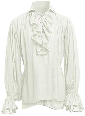 Chemise de Pirate Homme à Volants et Lacets - Médiévale, Gothique, Manches Longues - Costume Renaissance Viking Victorien - Steampunk Cosplay