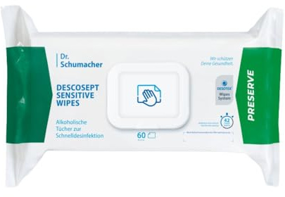 9x Dr. Schumacher Descosept Sensitive Wipes Desinfektionstücher | Packung (60 Tücher)